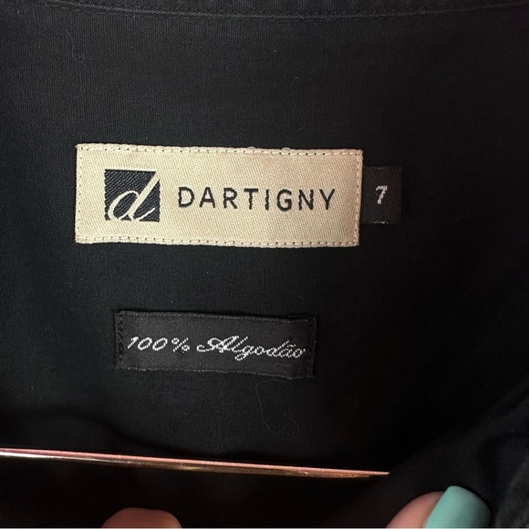 dartigny Men's Black Button-Down Shirt 100% cotton sz 7 (XXL-3XL) see size notes - Picture 2 of 7